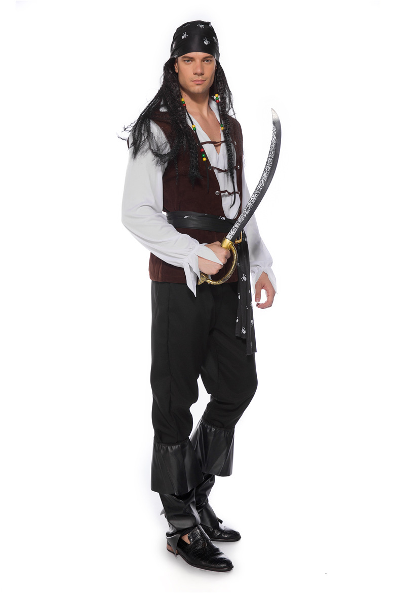 2019年新款男装海盗服装角色加勒比海海盗海贼服装万圣节派对服