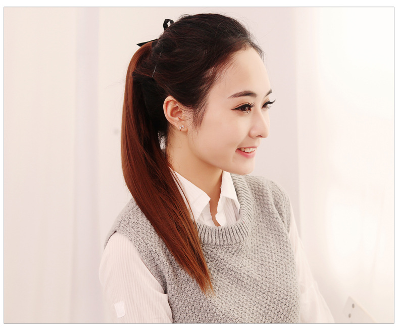 假发长直发马尾绑带式马尾辫中长款直马尾短款逼真美发女士假马尾