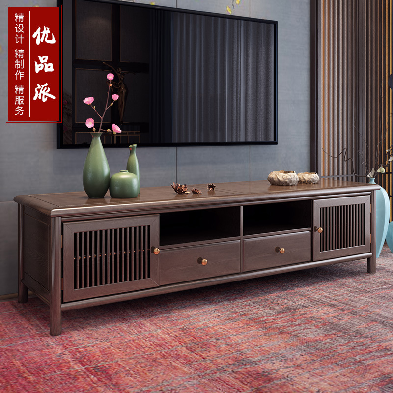 新中式电视柜组合实木样板房酒店会所地柜矮柜禅意现代定制家具