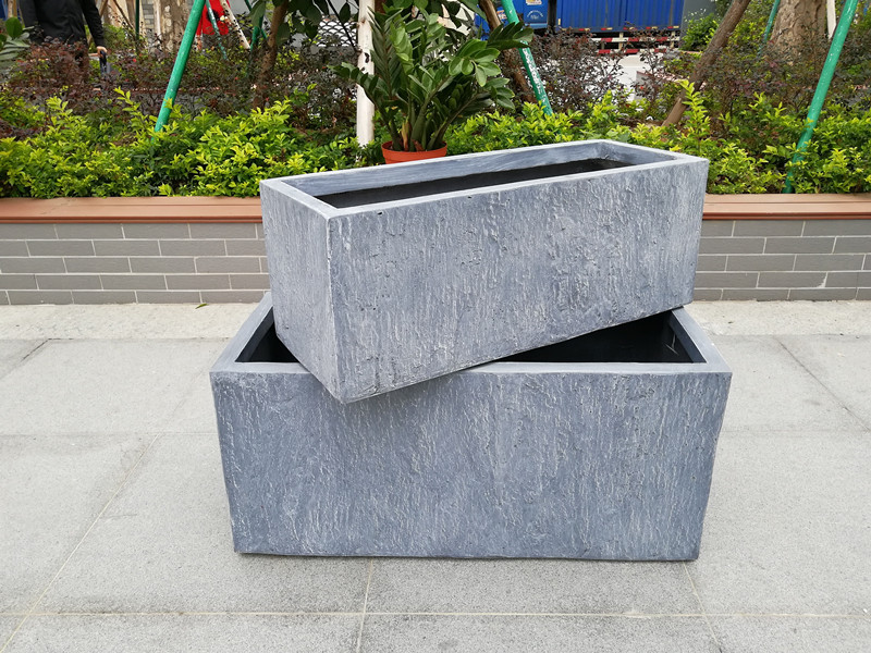 新款创意石头纹特大长方形花箱中东酒店别墅商业街坐地种植箱