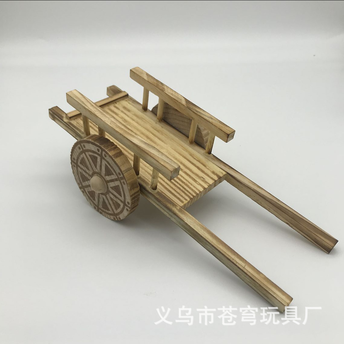 厂家直销木质模型怀旧平板车手推车工艺品摆件纯手工艺迷你农具