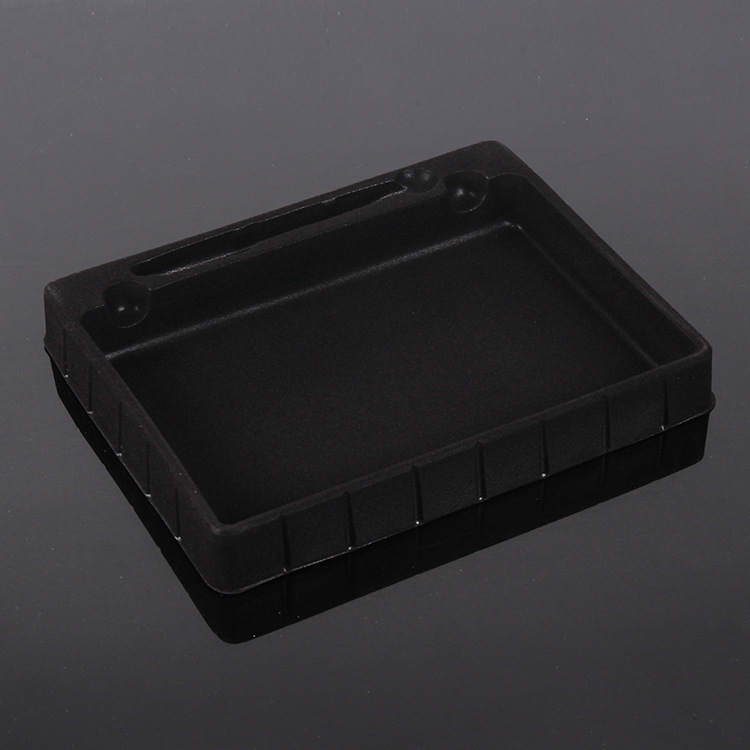 厂家定做纯黑色ps植绒吸塑盒  无盖塑料pvc吸塑包装 毛绒内托