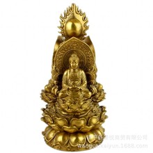 三面佛摆件纯铜地藏观音菩萨释迦摩尼三圣铜像家用客厅工艺品