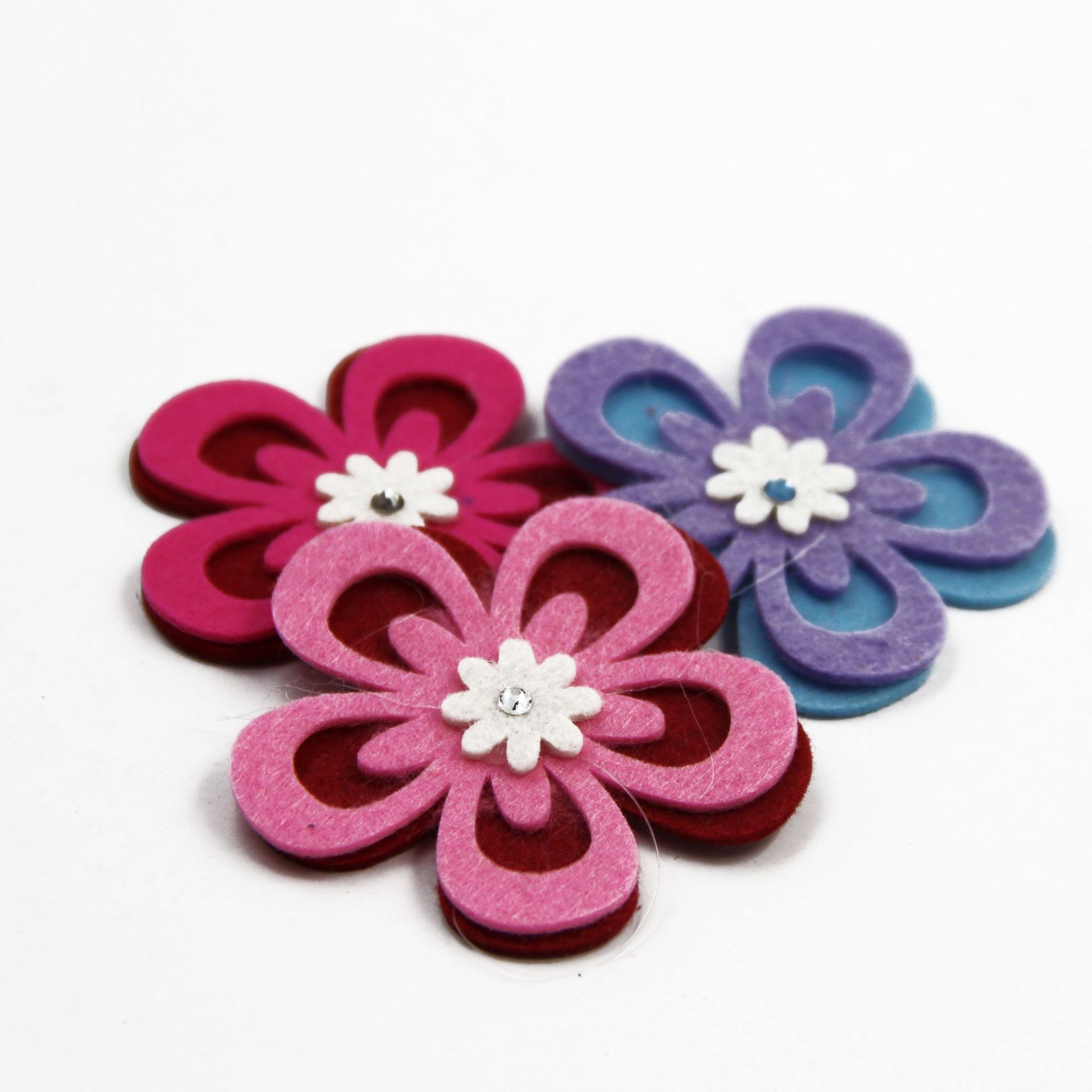 彩色毛毡花diy毛毡花幼儿园diy手工制作花朵毛毡布贴片3d布贴定制