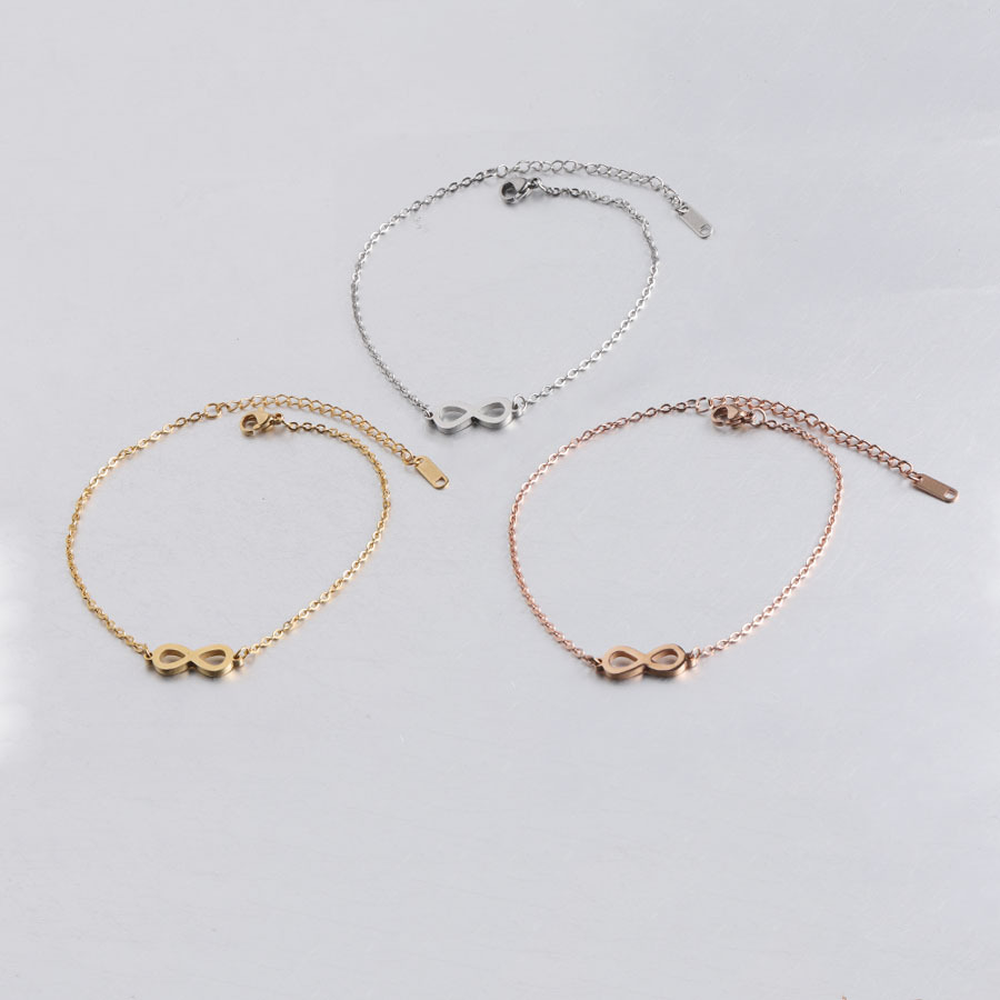 镜面不锈钢 infinite 无限大无限永恒手链 数字8手链 17 6cm