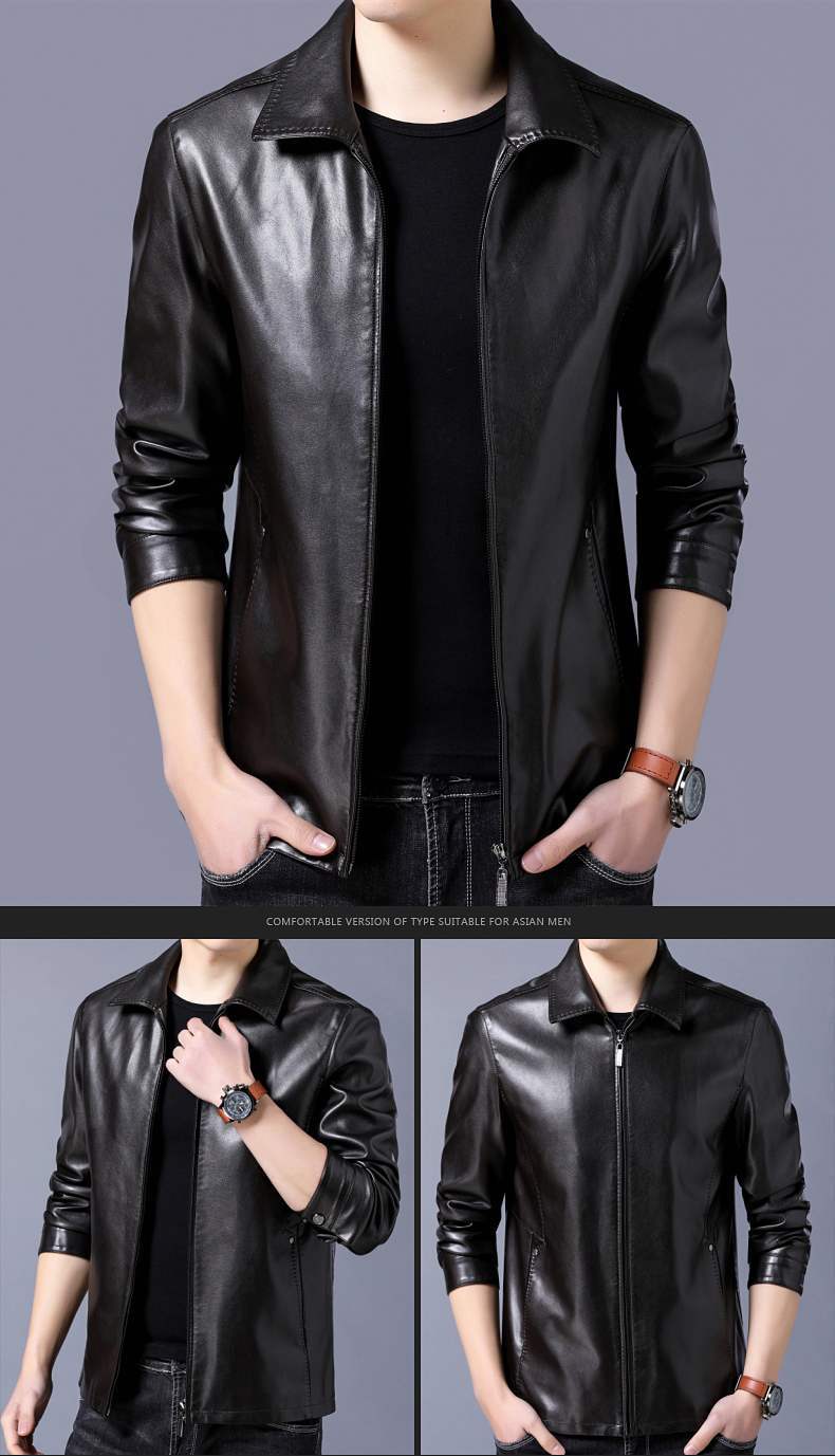 高档正品爸爸皮衣外套男40-50岁2018冬季新款中老年人皮衣男加绒