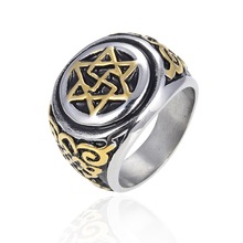 朋克戒指厂家欧美 哥特摇滚个性六芒星钛钢戒指铸造男士戒指