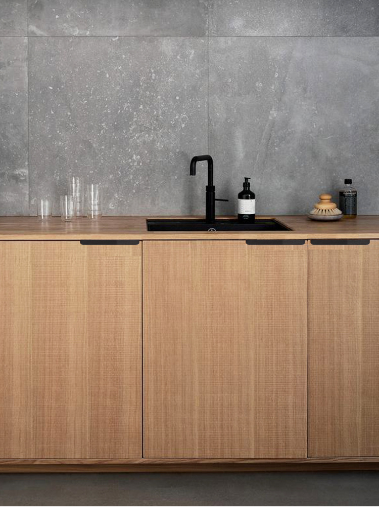 黑色衣柜暗拉手柜门抽屉隐藏式把手免打孔隐形拉手暗装暗藏门把手