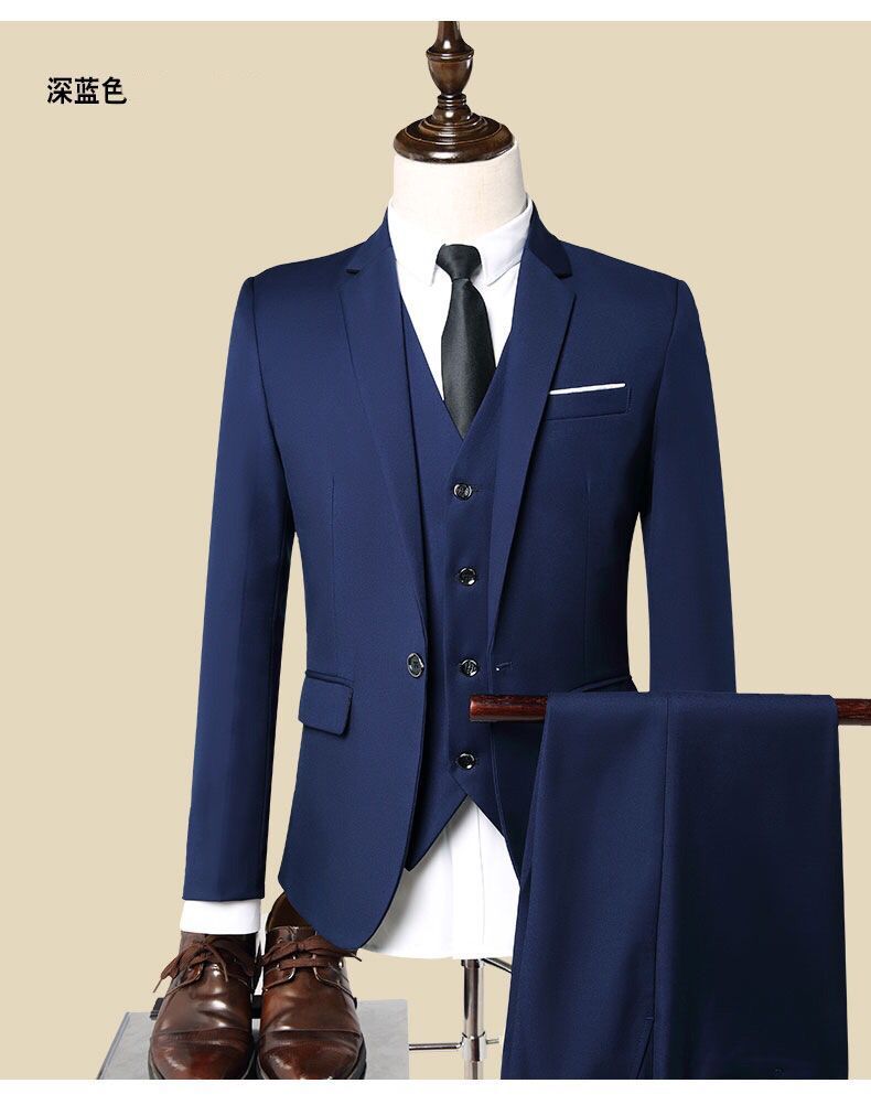 西服套装男士三件套商务正装职业小西装韩版修身伴郎新郎结婚礼服