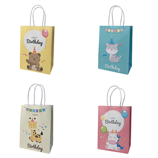 10个价卡通礼品袋手提袋可爱糖果礼物包装生日回礼纸袋子gift bag