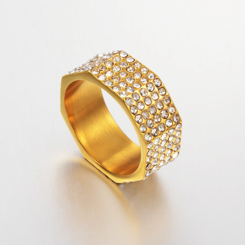 2019款hiphop嘻哈夜店酒吧个性潮人街舞钛钢满钻螺母戒指str156