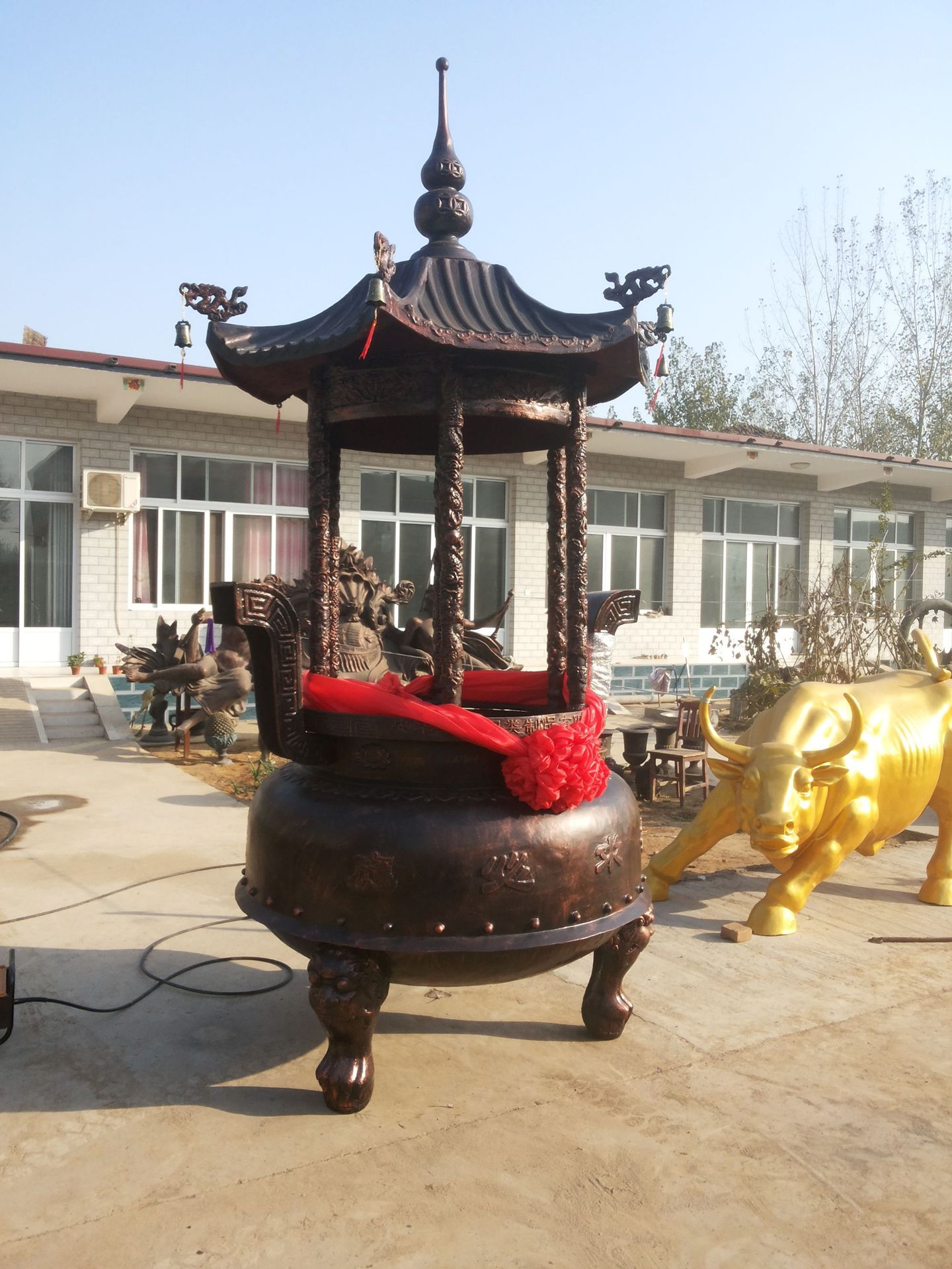 铜香炉大型方口四足香炉铜雕摆件宝鼎寺庙塔炉圆口三足香炉焚香炉