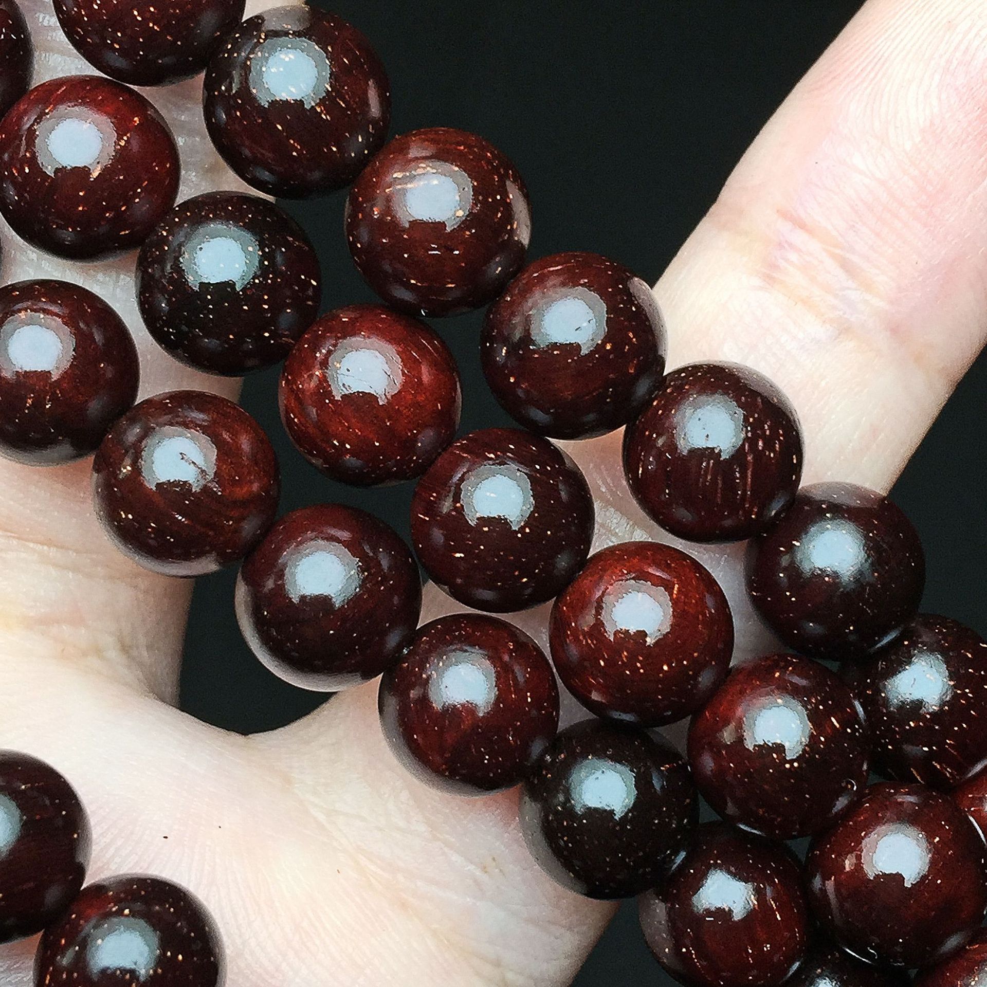 一件代发印度小叶紫檀8mm108颗满豆瓣金星男女同款紫檀佛珠手链