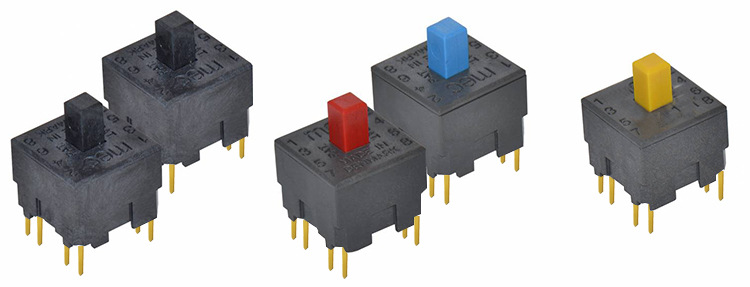 mec丹麦4p1t按键开关15*15 pcb直插控制面板用 8脚自锁按键开关