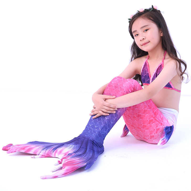 新款儿童美人鱼套装宝宝比基尼泳装套装小学生美人鱼公主裙