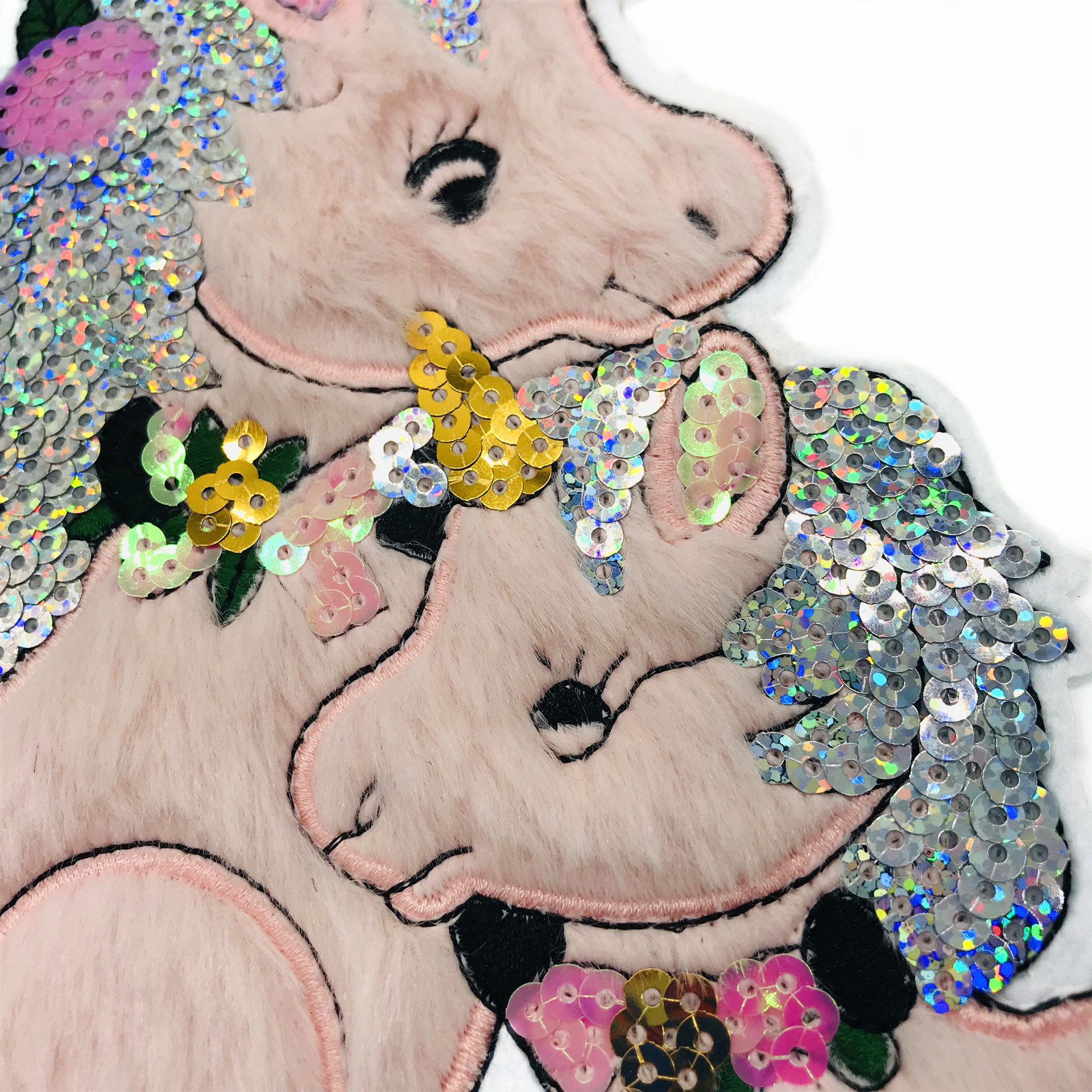 隆盛刺绣兔子猫咪衣服布贴绒毛diy外套装饰时尚个性缝补丁贴大号