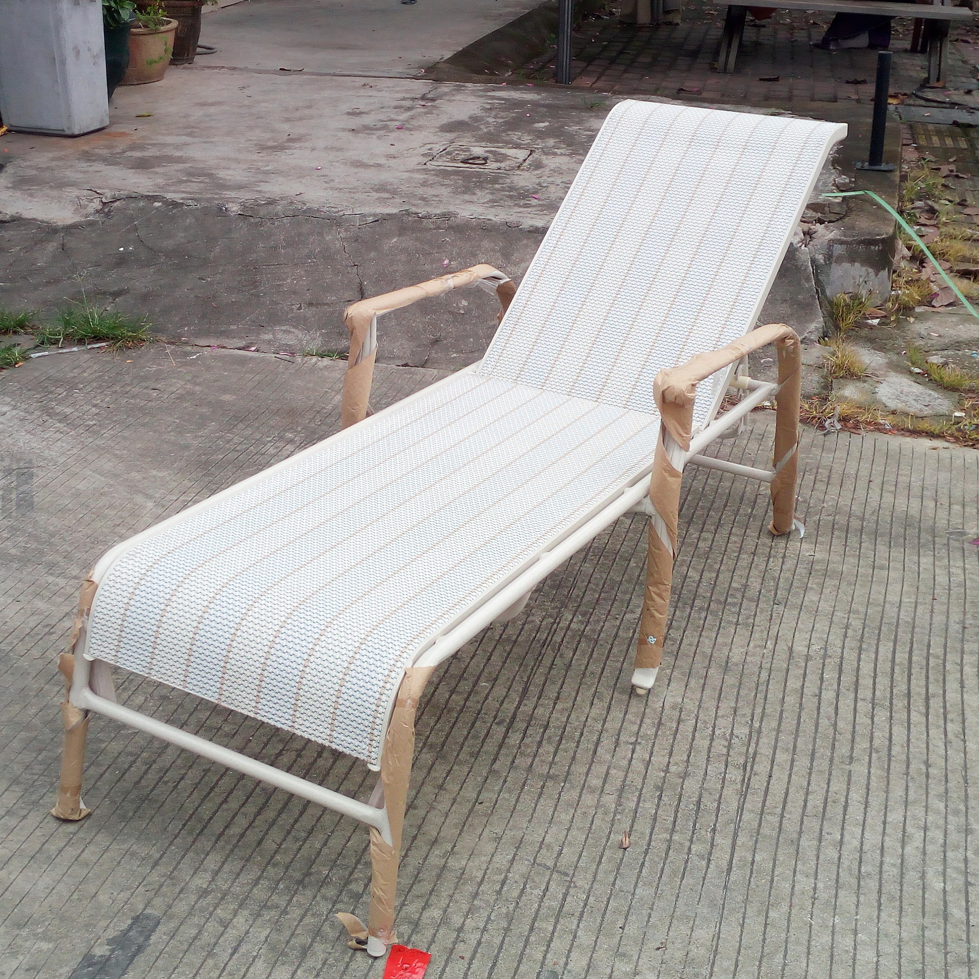 特价躺椅阳台泳池特斯林网布躺床铝合金躺床酒店休闲铝合金沙滩椅