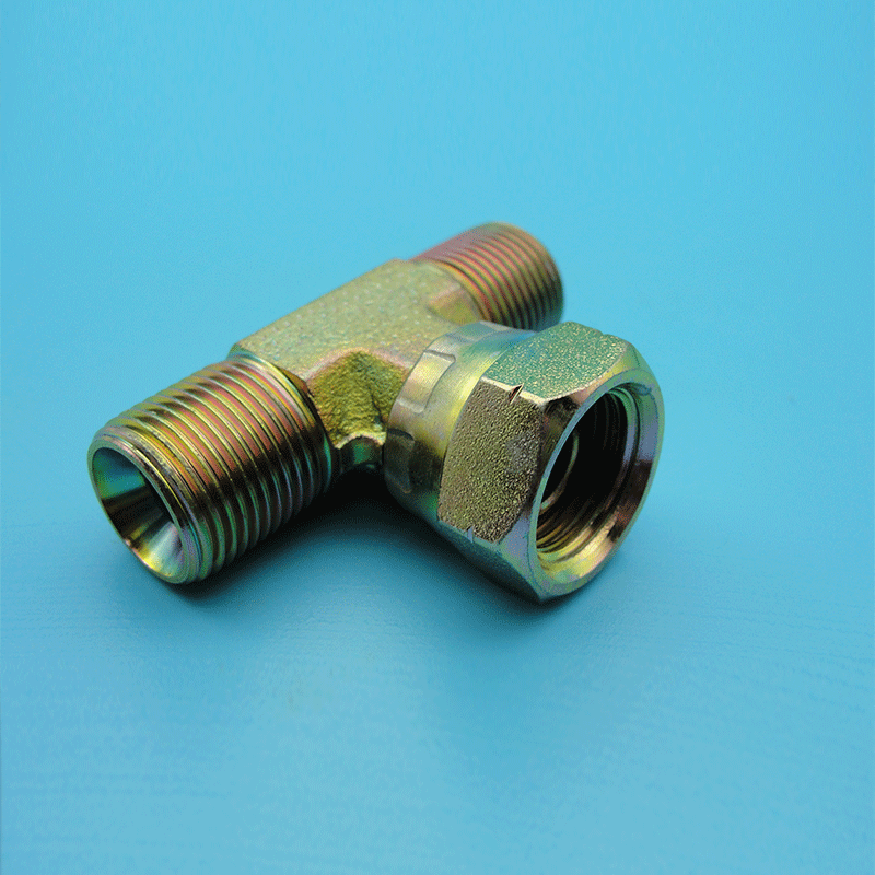 厂家定制碳钢扣压式直活接头直角三通液压管接头高压胶管过渡接头