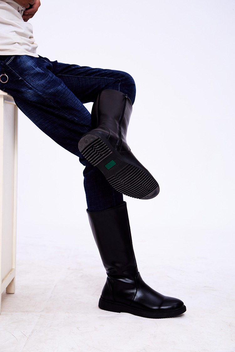 国旗班仪仗队阅兵军官靴骑马靴男士高筒蒙古皮靴子长筒马丁靴