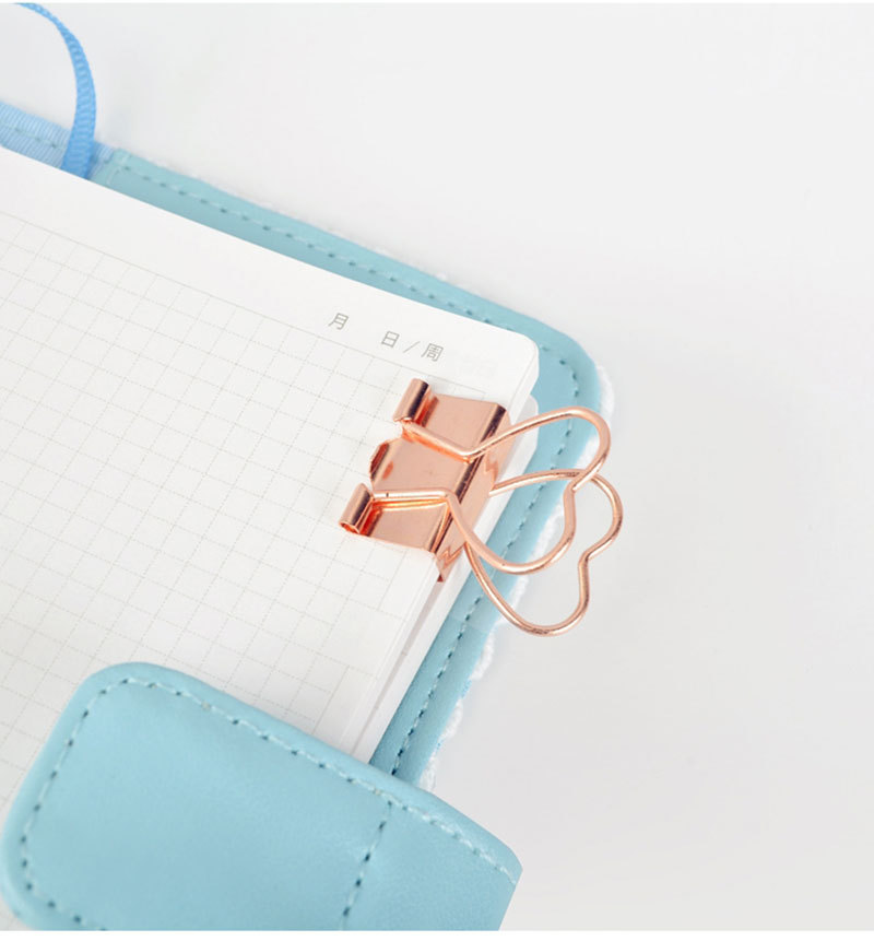 文创热卖办公文具爱心长尾夹金属电镀玫瑰金色票据夹精装定制批发