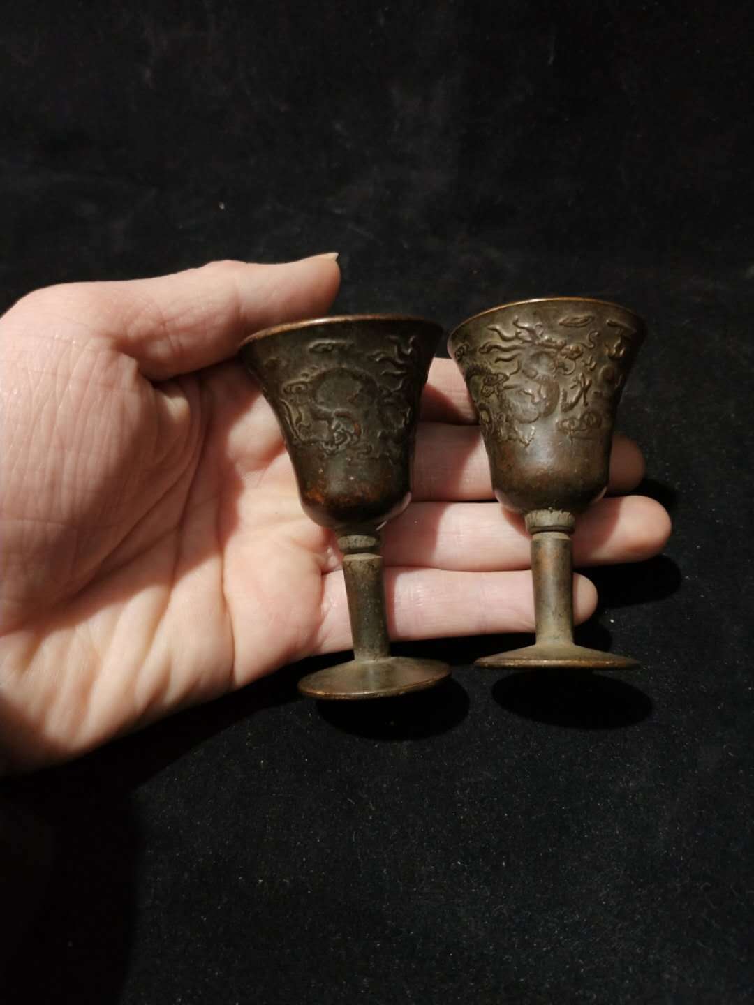 直销批发仿古铜器龙凤酒盅纯铜酒杯家居工艺礼品摆件