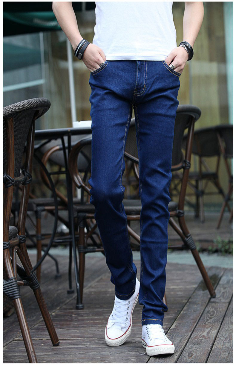 夏季潮牌男士牛仔裤韩版修身小脚休闲裤帅气潮流春秋男裤一件代发