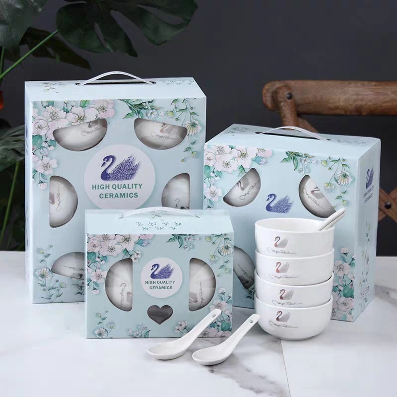 促销礼品家用陶瓷碗陶瓷餐具彩盒礼品餐具套装创意中式陶瓷碗
