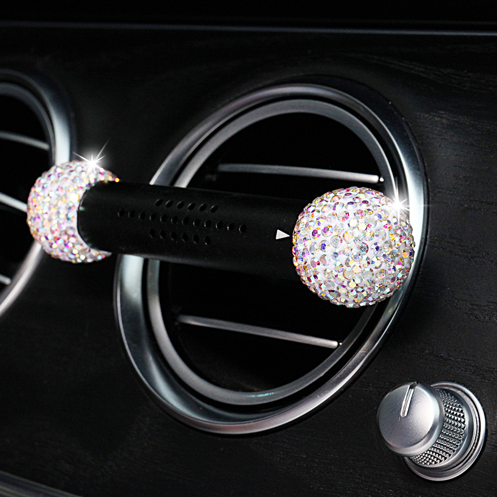 跨境新款车载香薰棒 创意金属镶钻汽车出风口香薰夹 汽车固体香薰