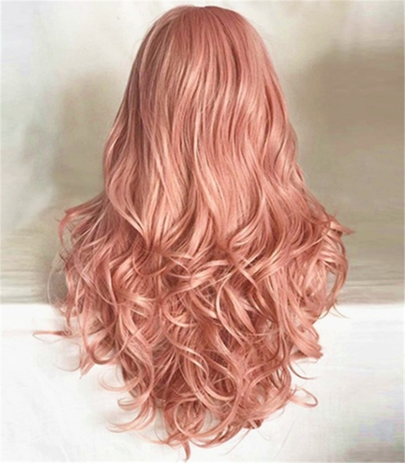 外贸欧美假发女士长发大波浪卷蓬松长卷发原宿粉色化纤假发套现货