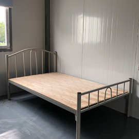 佛山铁床厂工地圆管铁床 上下铁架床工厂单人床加厚1.2米单层铁床