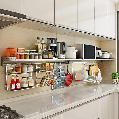 厨房置打孔壁挂式304烤箱 多功能置打孔微波炉不锈钢锅具纯色储打