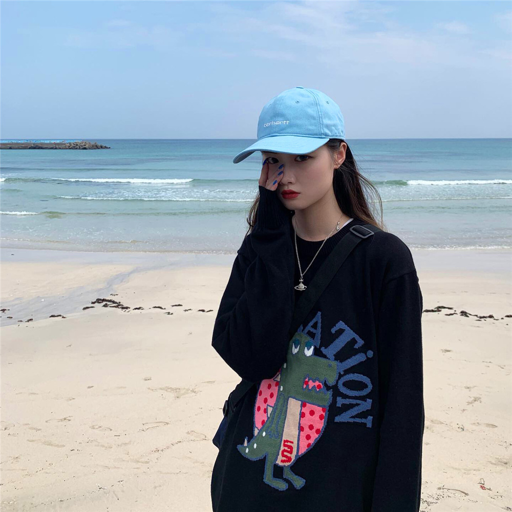 2019秋装新款韩版原宿风少女学生宽松毛衣女休闲百搭长袖上衣服女