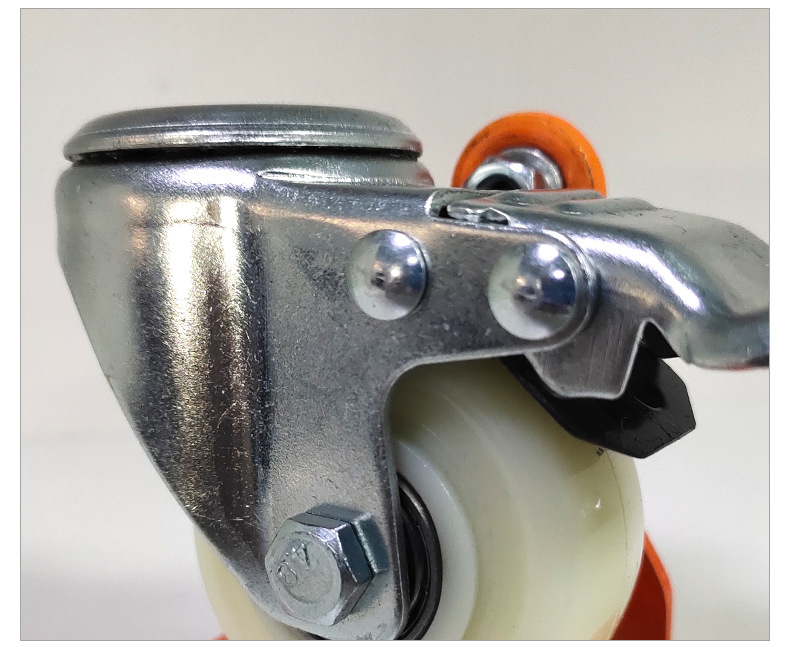 2寸双轴尼龙静音刹车孔顶万向带刹脚轮 家具静音固定活动万向轮