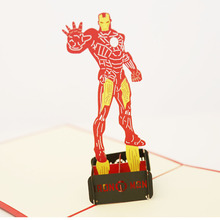 动漫明信片钢铁侠机器人 动漫卡通3D立体贺卡儿童 生日卡片外贸