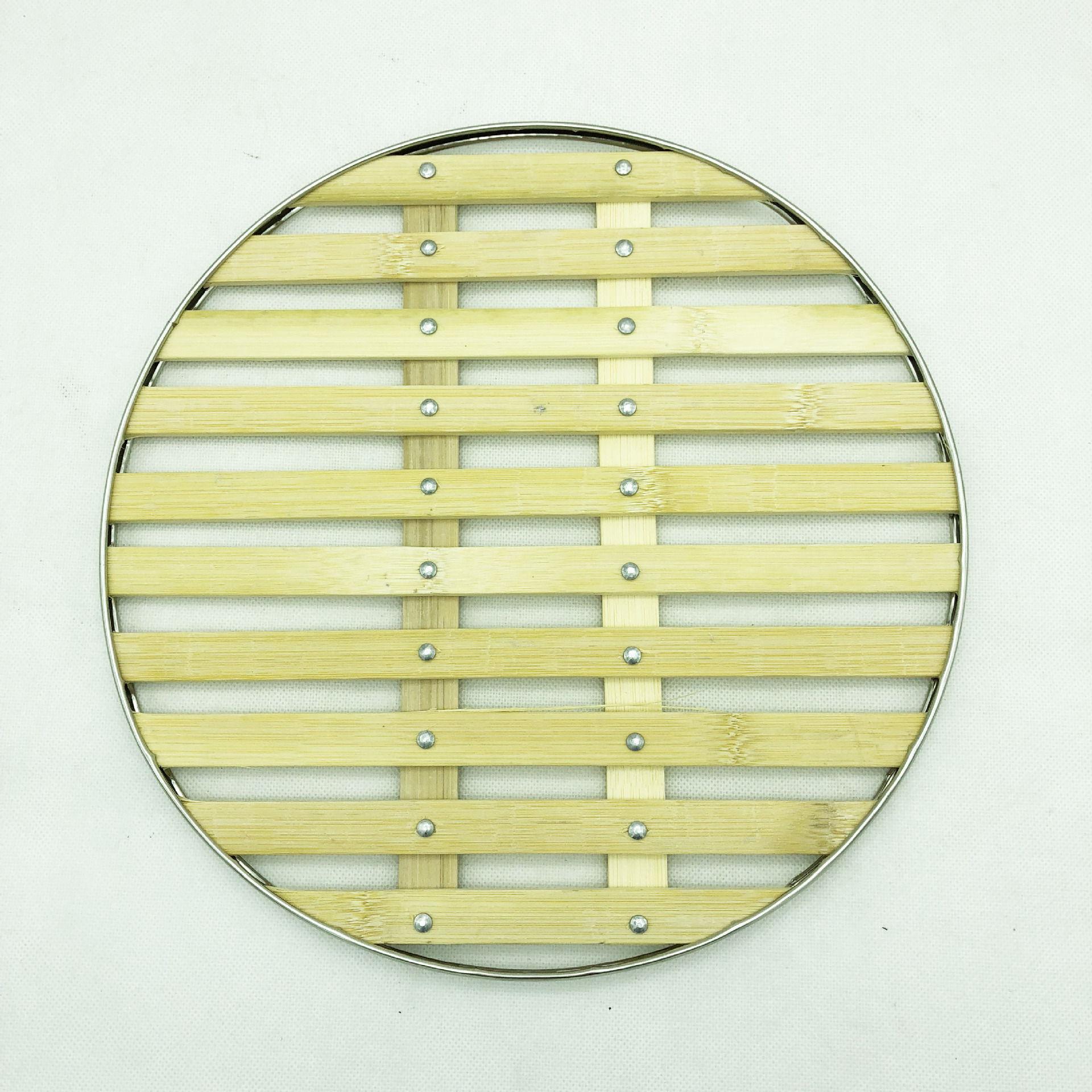 竹篦子 竹篦厨房不锈钢包边竹蒸格 厨房工具 蒸笼布 地摊货源