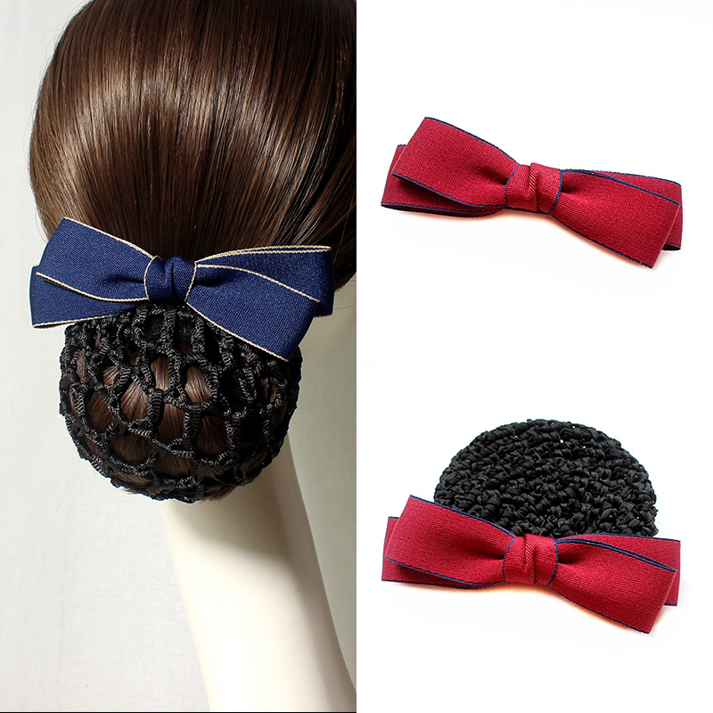 [factory direct sales] professional female headdress flower nurse hairnet stewardess net pocket black hair clip work hair cover 12 * 4cm