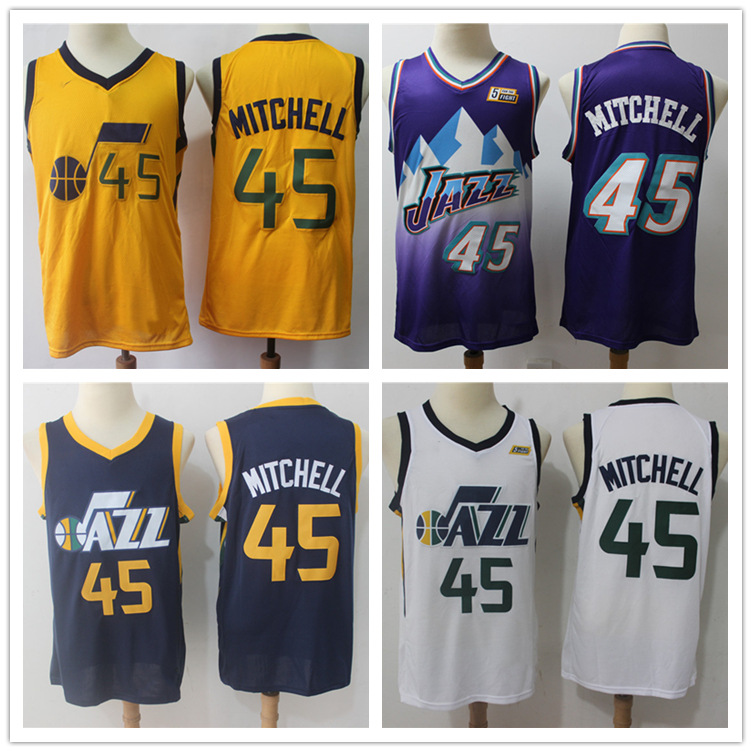 批发nba球衣 新款 爵士队新款45# 刺绣球衣 雪山 篮球服