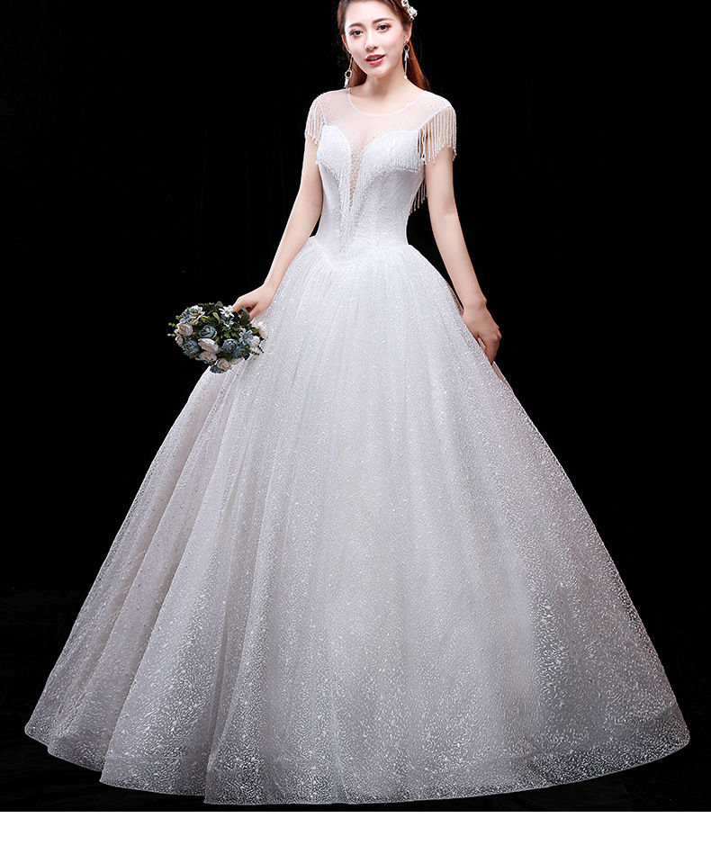 法式轻婚纱2019新款新娘显瘦公主梦幻简约齐地礼服网红款婚纱裙冬