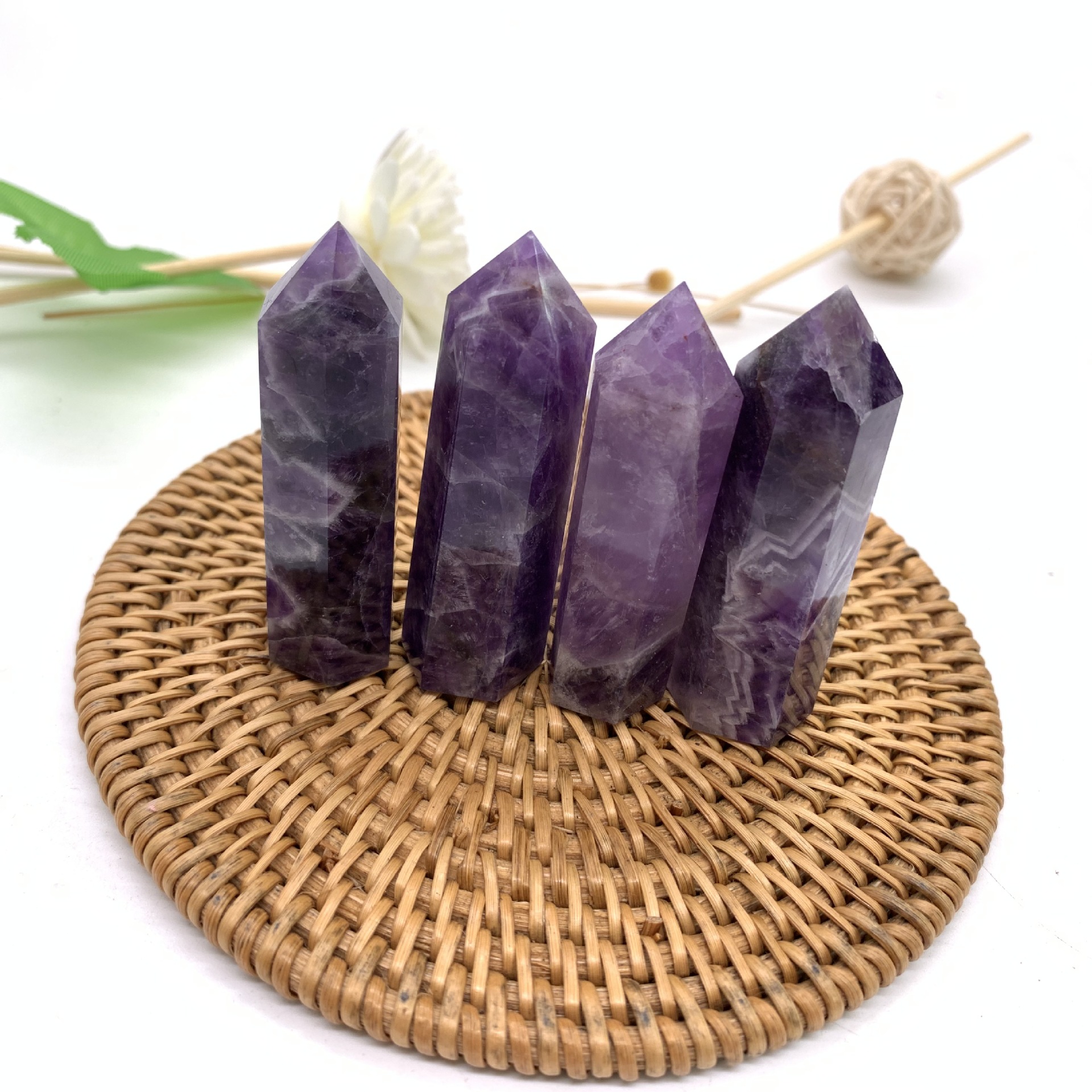 热销天然紫水晶 水晶柱单尖六棱柱 梦幻紫吊坠摆饰厂家直销