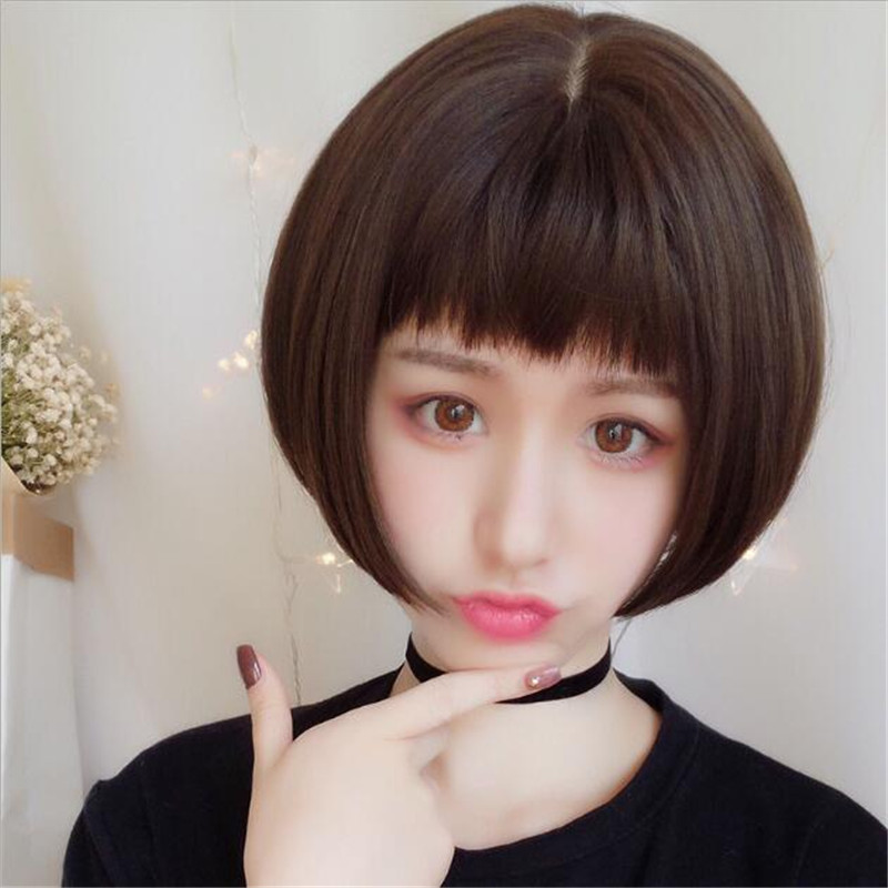 韩版狗啃刘海假发女短bobo修脸蓬松网红逼真学生头短直发一件代发