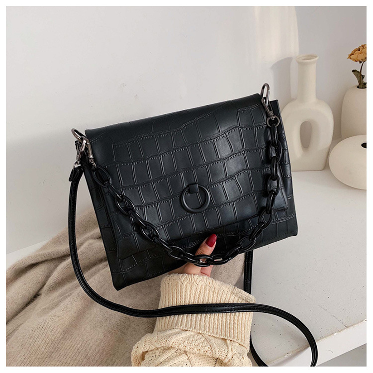 超软质感石头纹信封包大容量双层链条单肩包韩国百搭斜挎女包批发