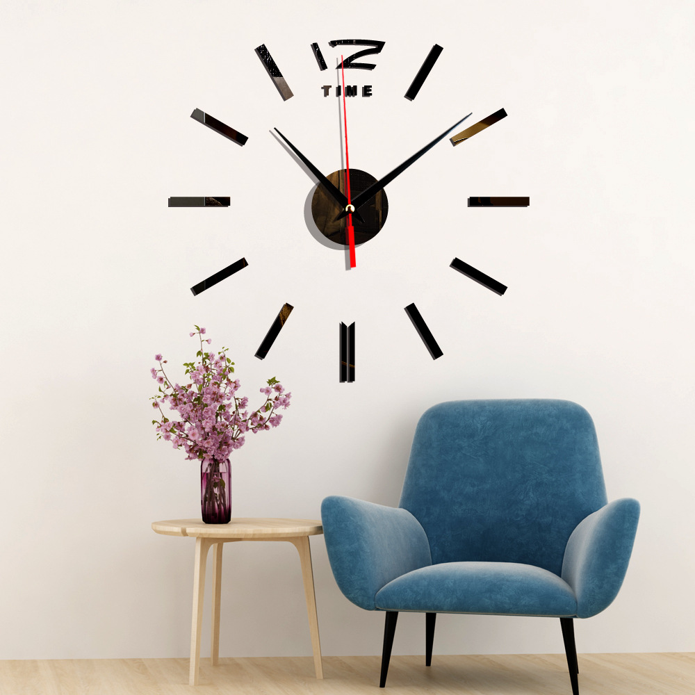 经典diy指针型亚克力静音镜面钟墙面装饰壁挂钟 3d镜子挂钟 zb028