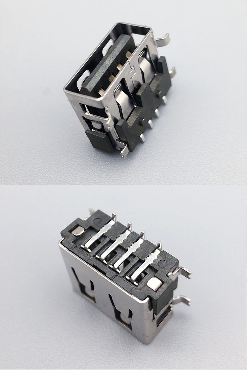 usb母座短体 4pin全贴片10.0af 胶高6.8mm smt直边 usb母头座