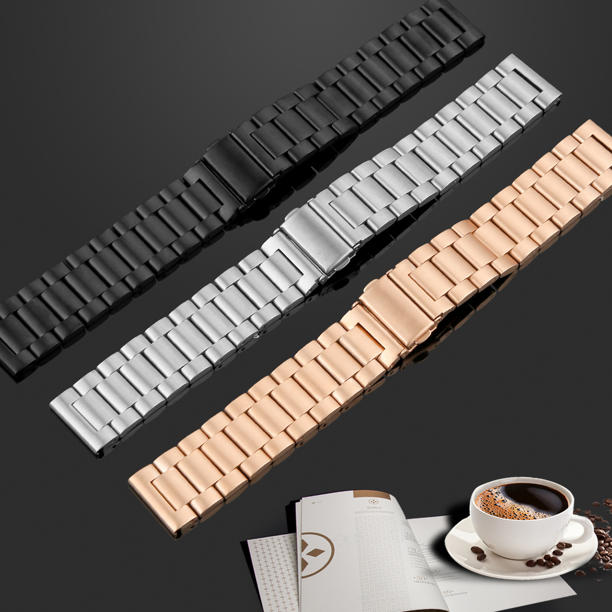 适用三星/samsung galaxy watch active手表 金属不锈钢三株表带