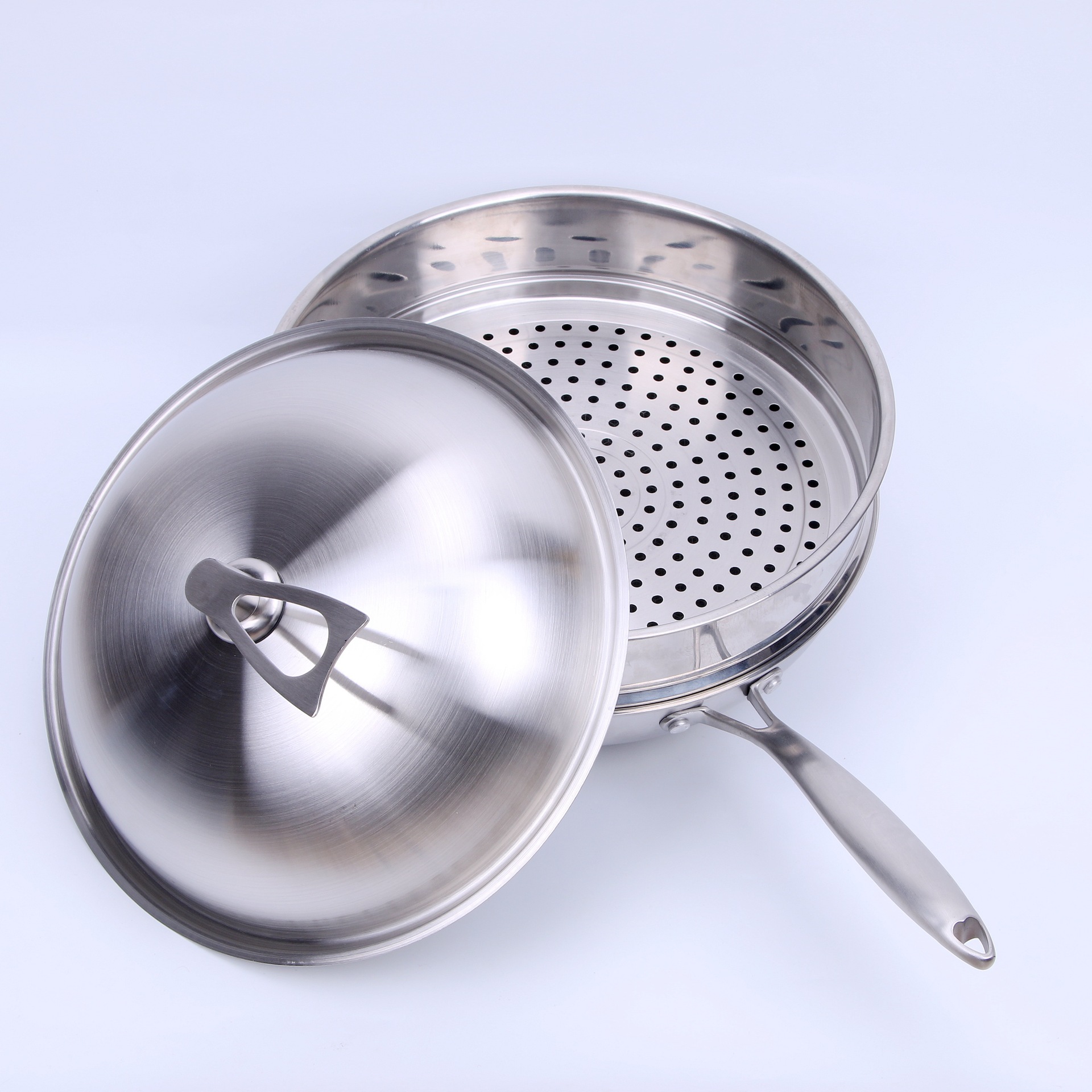 德国304不锈钢锅不粘锅无涂层无电磁炉炒锅油烟通用炒菜锅家用锅