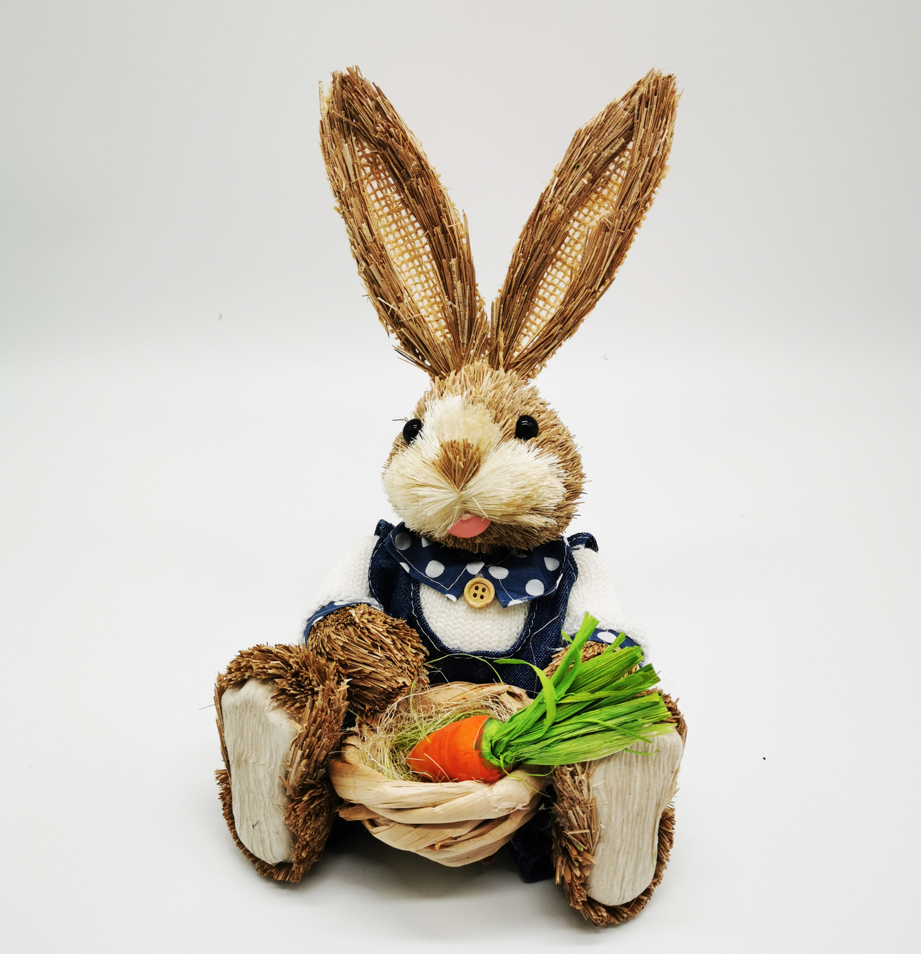 现货家居装饰挂件摆件草编服装复活节坐兔子庙会景区工艺礼品