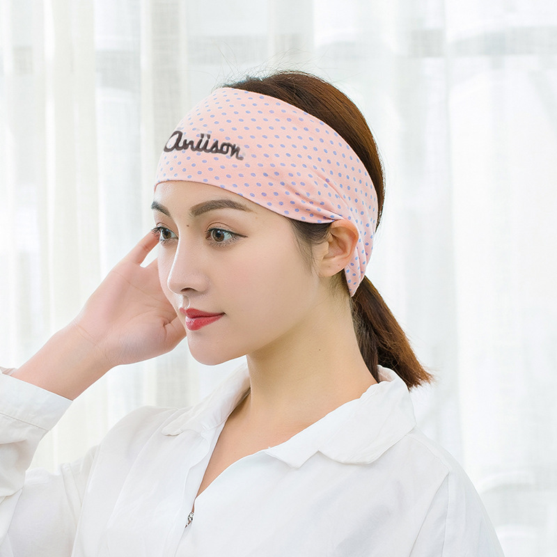 新款刺绣月子头巾 字母款束发带 女士化妆洗脸运动发带