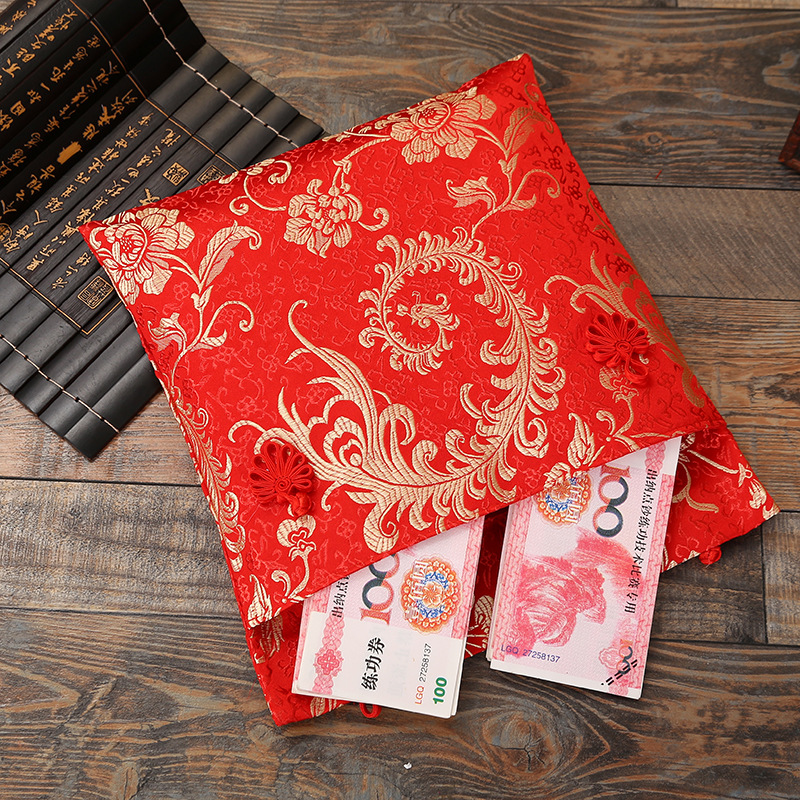 十万元结婚新年用锦缎刺绣红包布艺红包绸缎婚庆红包厂家批发