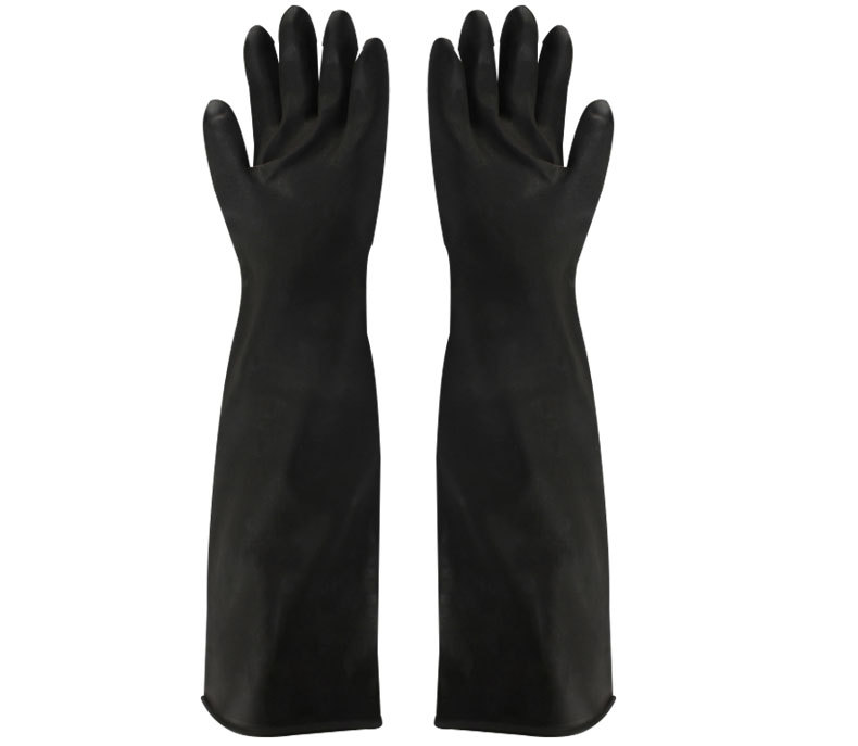 春洋乳胶手套黑色长袖橡胶皮加厚加长耐酸碱防水家务水产工业劳保