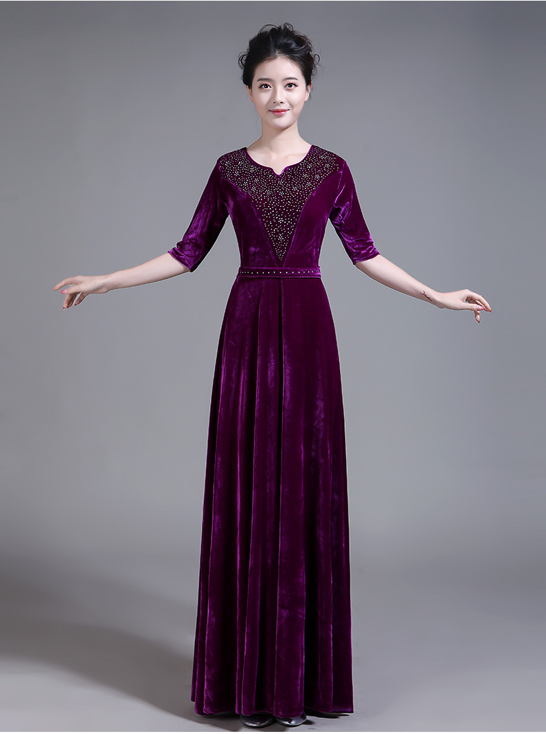 大合唱女成人现代表演服指挥服女晚礼服长款成人艺考独唱长裙女